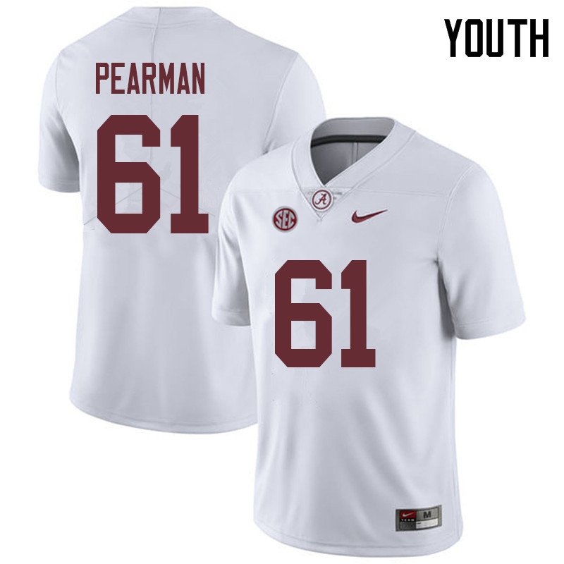 Alabama Crimson Tide Youth Alex Pearman #61 White NCAA Nike Authentic Stitched 2018 College Football Jersey ST16X63NF